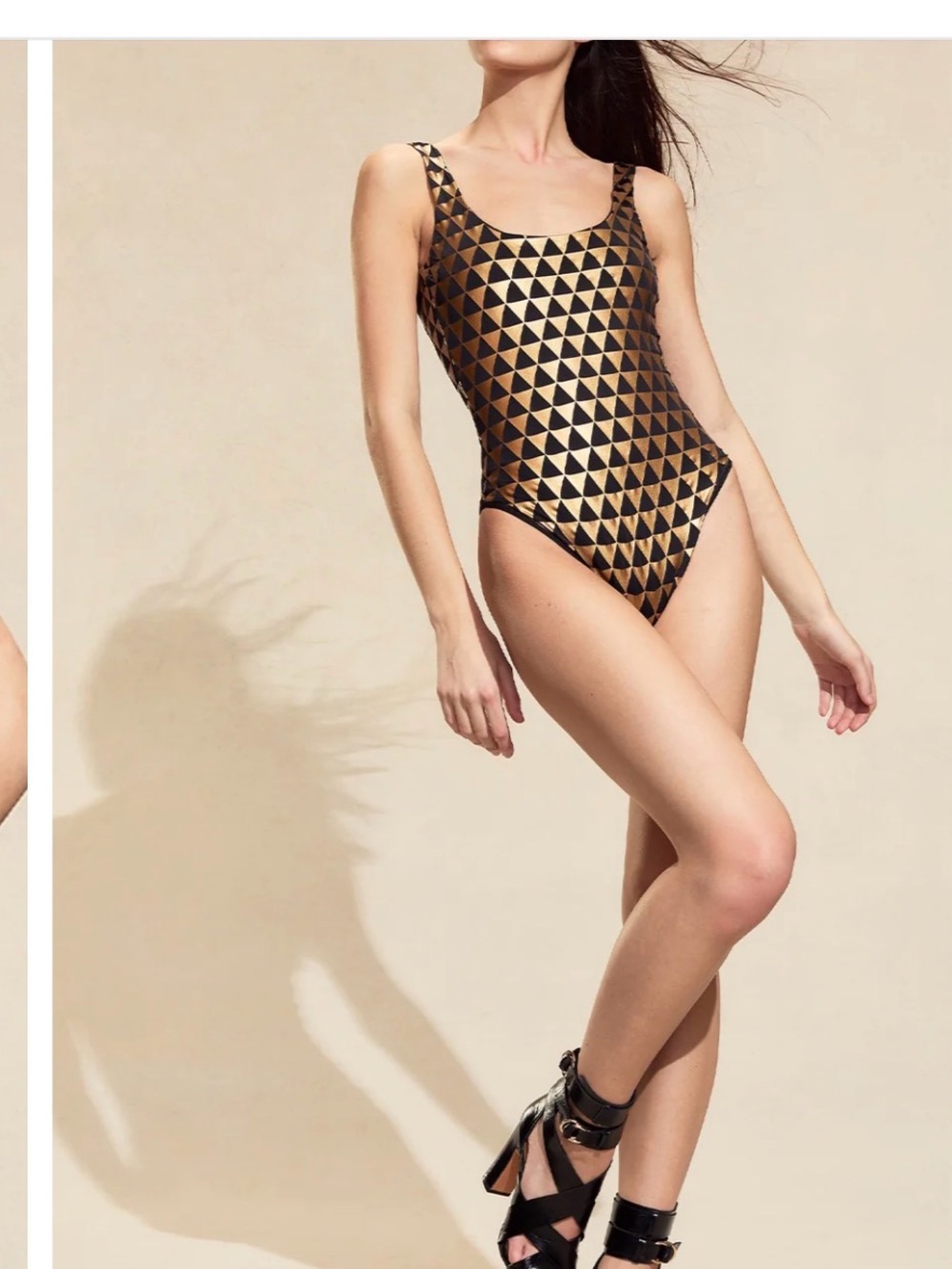 NWT Cynthia Rowley Olympia Black Gold Foil One Piece Swimsuit SIZE MEDIUM - Picture 3 of 16